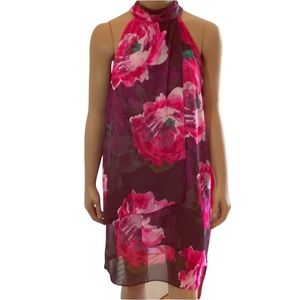 London Times Floral Halter Knee-length Dress Sz 4